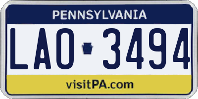 PA license plate LAO3494
