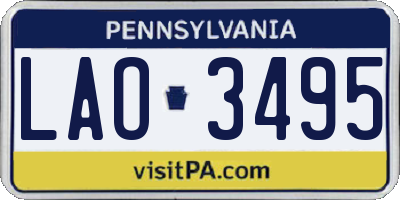 PA license plate LAO3495