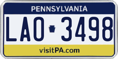 PA license plate LAO3498