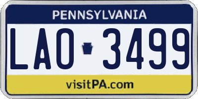 PA license plate LAO3499