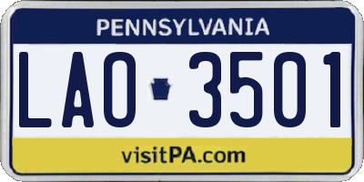 PA license plate LAO3501