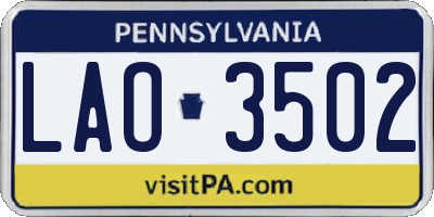 PA license plate LAO3502