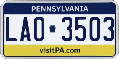 PA license plate LAO3503