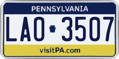 PA license plate LAO3507