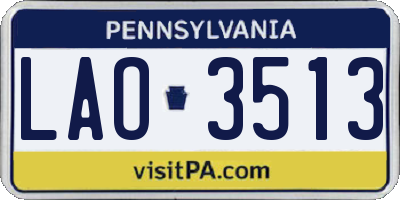 PA license plate LAO3513