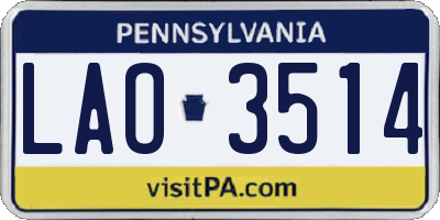 PA license plate LAO3514