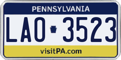 PA license plate LAO3523