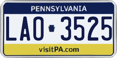 PA license plate LAO3525