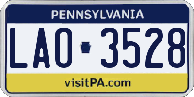 PA license plate LAO3528