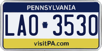 PA license plate LAO3530