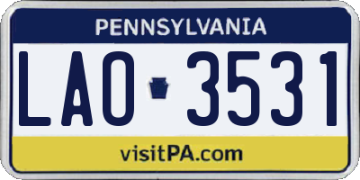 PA license plate LAO3531