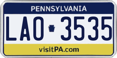 PA license plate LAO3535