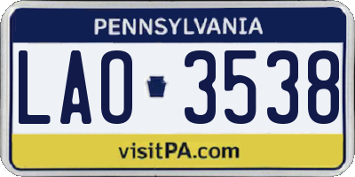 PA license plate LAO3538