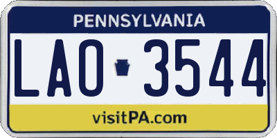 PA license plate LAO3544