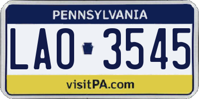 PA license plate LAO3545