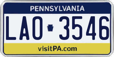 PA license plate LAO3546