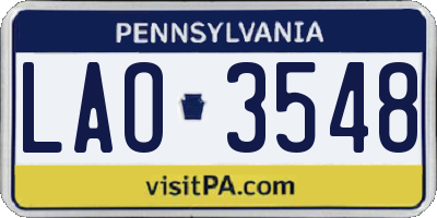 PA license plate LAO3548