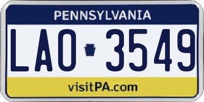 PA license plate LAO3549