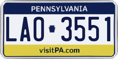 PA license plate LAO3551