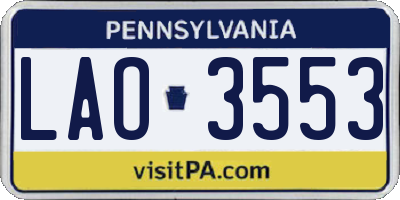 PA license plate LAO3553