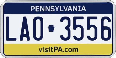PA license plate LAO3556