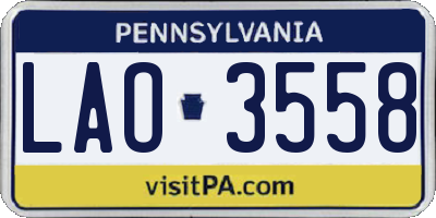 PA license plate LAO3558