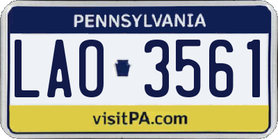 PA license plate LAO3561
