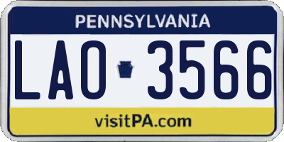 PA license plate LAO3566