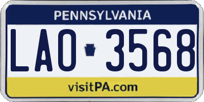 PA license plate LAO3568