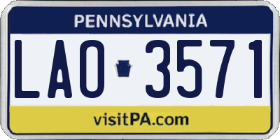 PA license plate LAO3571