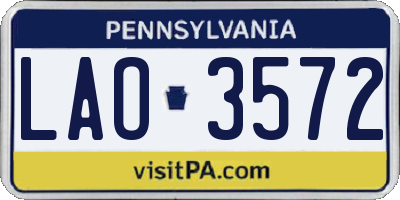 PA license plate LAO3572