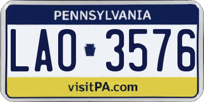 PA license plate LAO3576