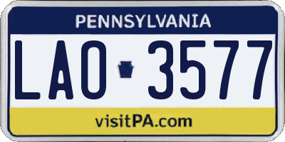 PA license plate LAO3577