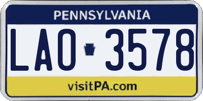 PA license plate LAO3578
