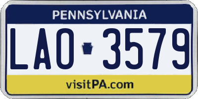 PA license plate LAO3579
