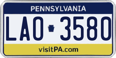 PA license plate LAO3580