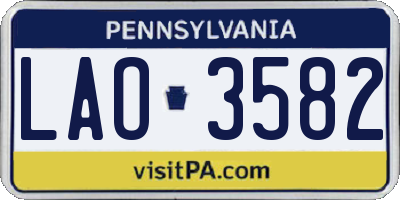 PA license plate LAO3582