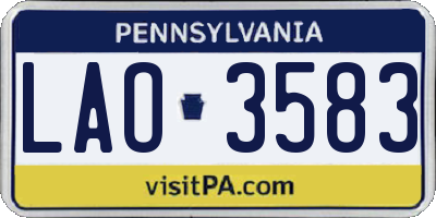 PA license plate LAO3583