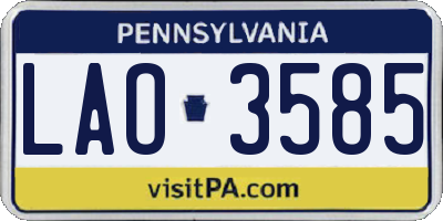PA license plate LAO3585