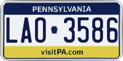 PA license plate LAO3586