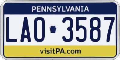 PA license plate LAO3587