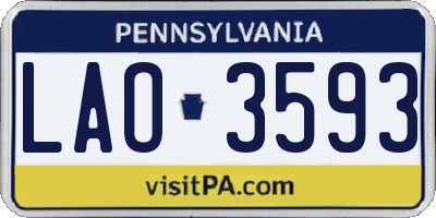 PA license plate LAO3593