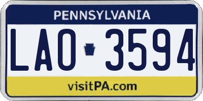 PA license plate LAO3594