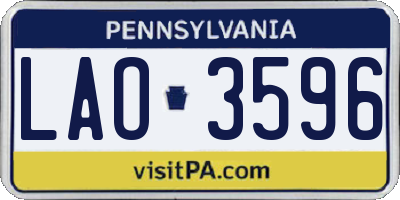 PA license plate LAO3596