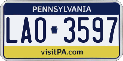 PA license plate LAO3597