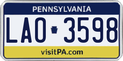 PA license plate LAO3598