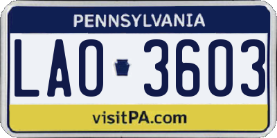 PA license plate LAO3603