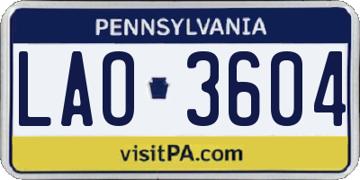 PA license plate LAO3604