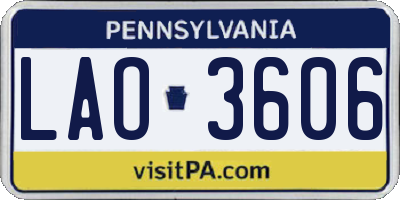 PA license plate LAO3606