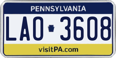 PA license plate LAO3608